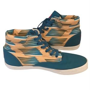 Bucket Feet Mens Mid High Top Canvas Sneakers Shoes Skater Green Tan 10 LIMITED